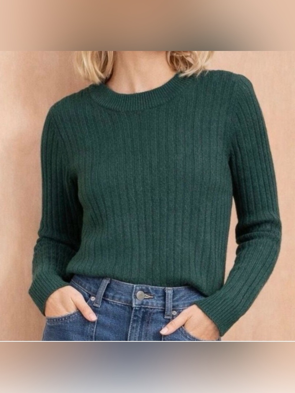 Madewell Readfield Pullover Sweater shaded evergreen NI058 wool blend size large